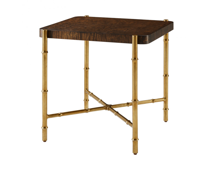 Theodore Alexander Kesden Side Table - Pyramid Brown/Satin Brass