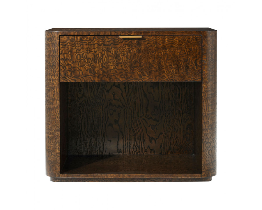 Theodore Alexander Kesden 1-Drawer Nightstand - Pyramid Brown/Satin Brass