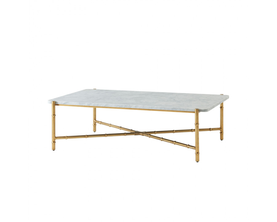 Theodore Alexander Kesden Cocktail Table - White Bianco Marble/Satin Brass