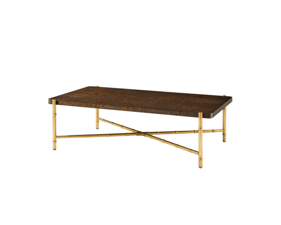 Theodore Alexander Kesden Cocktail Table - Pyramid Brown/Satin Brass