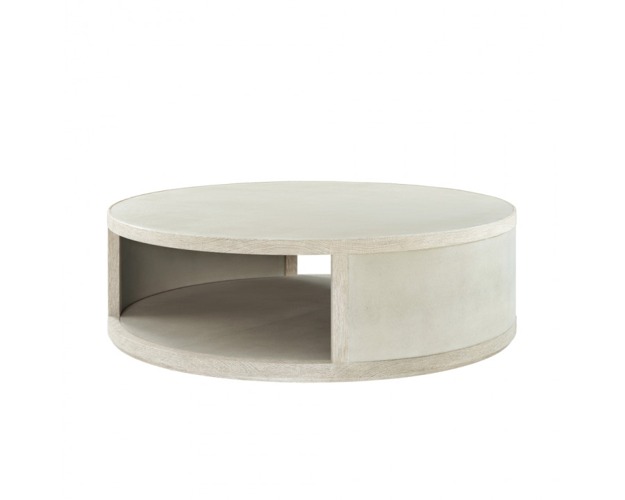 Theodore Alexander Maxwell Small Round Cocktail Table - Cashmere On Oak/Shagreen