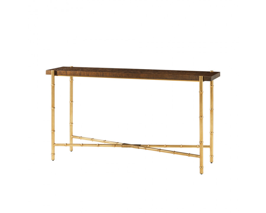 Theodore Alexander Kesden Console Table - Pyramid Brown/Satin Brass