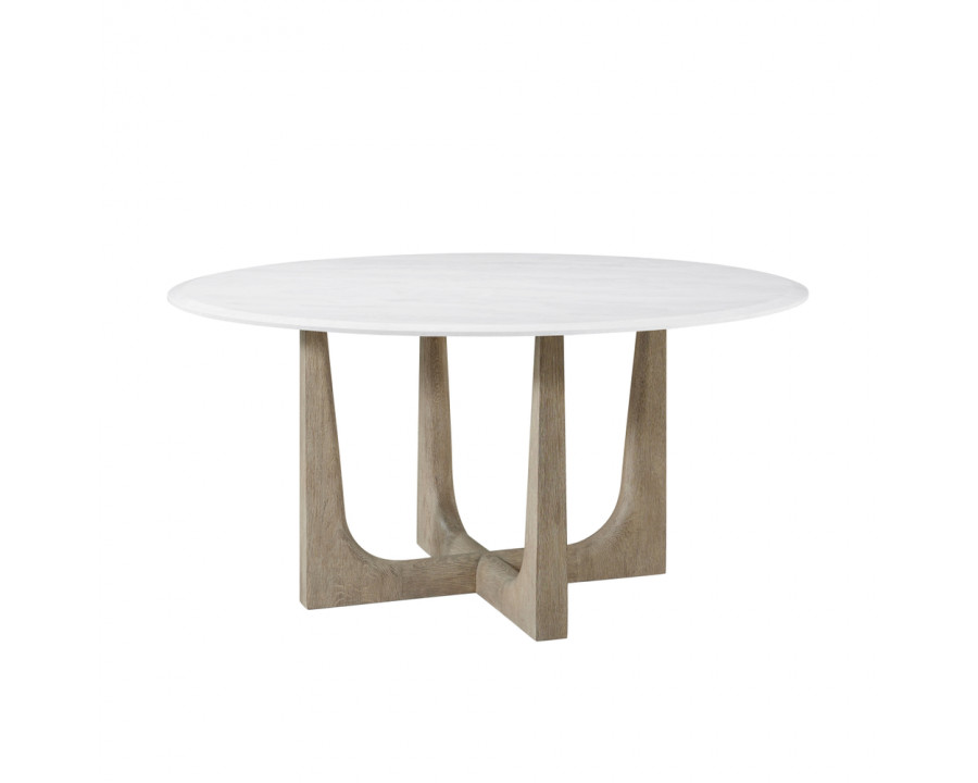 Theodore Alexander Repose Quartz Top Round Dining Table - Gray Oak