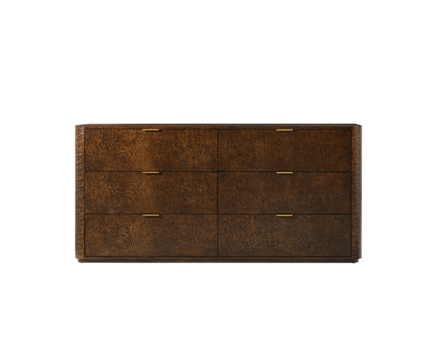 Theodore Alexander Kesden 6-Drawer Dresser - Pyramid Brown/Satin Brass