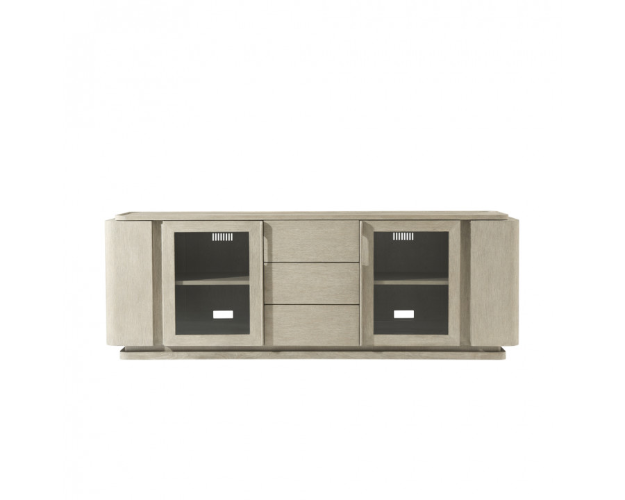 Theodore Alexander Repose 80" Glass Door Media Console - Gray Oak