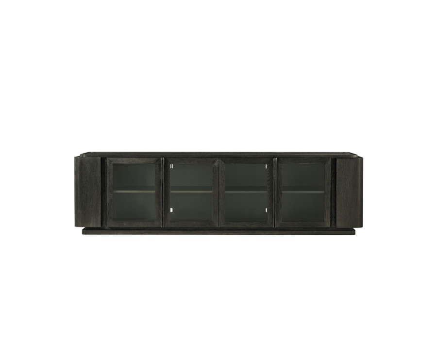 Theodore Alexander Repose 100" Glass Door Media Console - Charcoal Oak