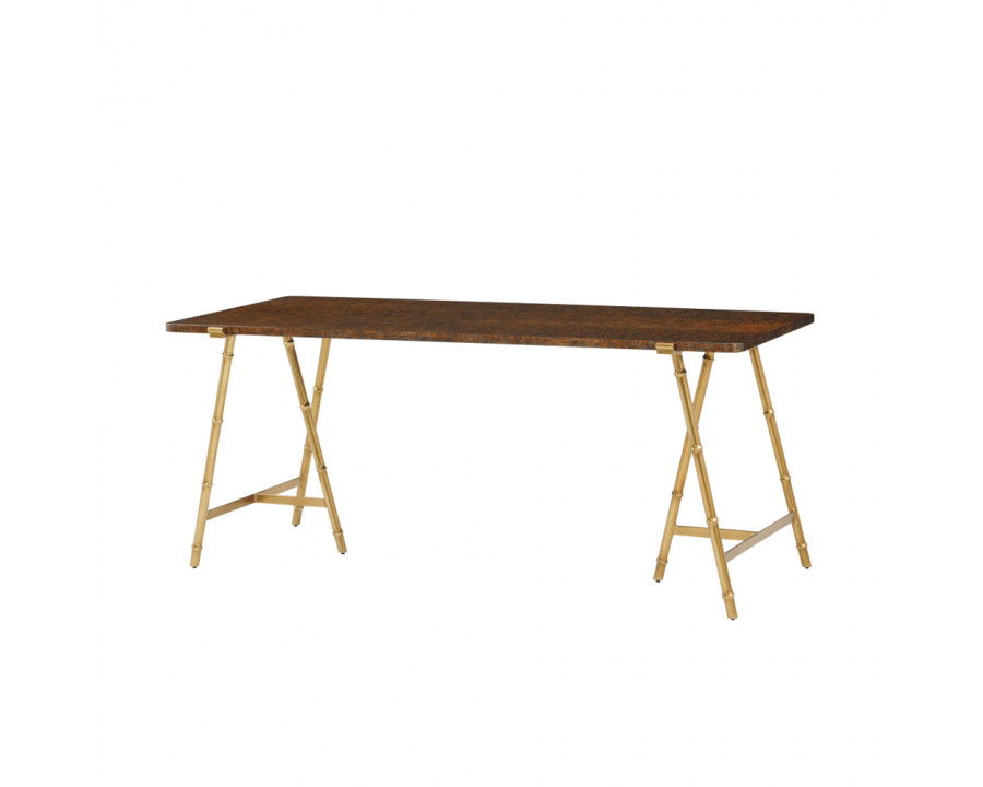 Theodore Alexander Kesden Desk - Pyramid Brown/Satin Brass