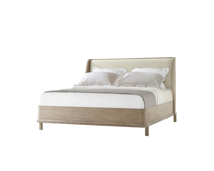 Theodore Alexander Repose Wooden with Upholstered Headboard Us King Bed - Gray Oak