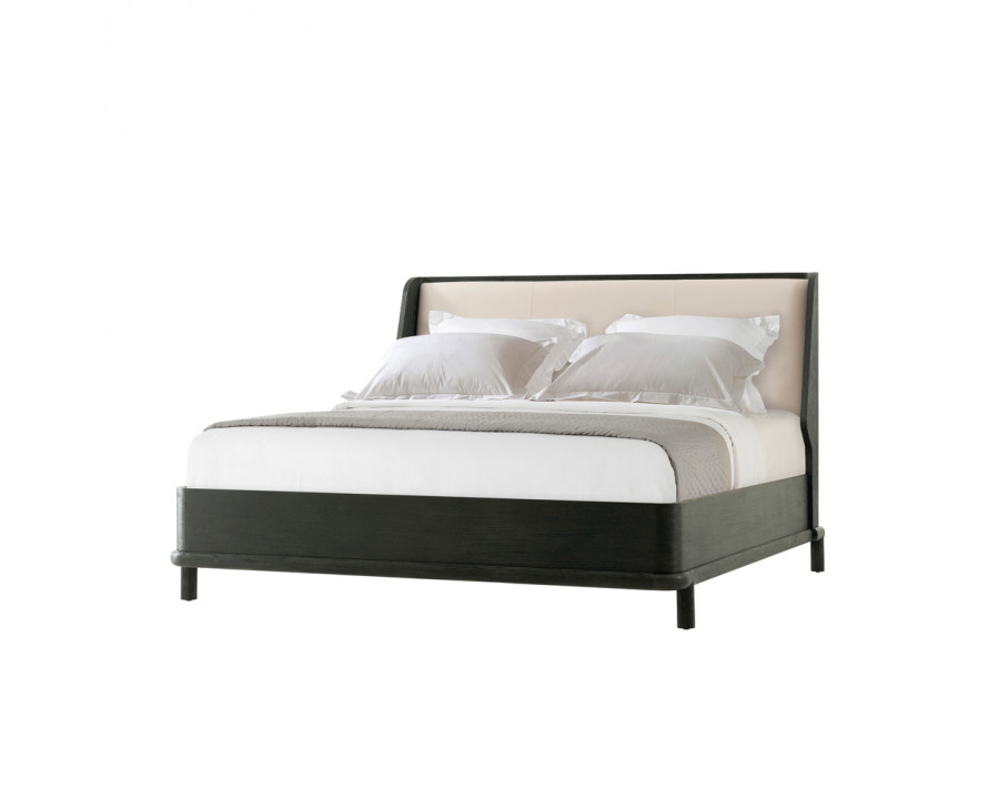 Theodore Alexander Repose Wooden with Upholstered Headboard Us King Bed - Charcoal Oak