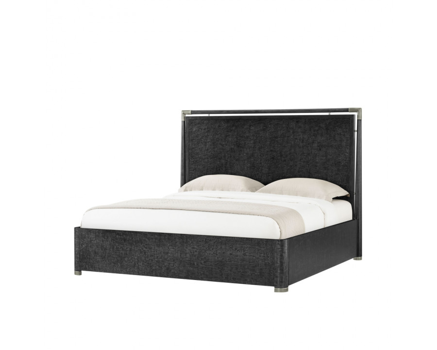 Theodore Alexander Kesden Wood Bed - Silent Black, Kesden Brass