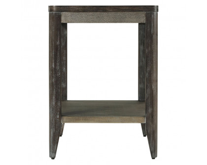 Theodore Alexander Riley Side Table - Rowan Finish/Komodo Leather