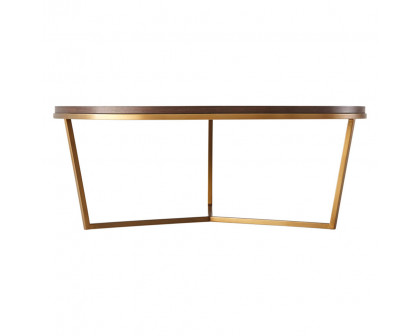 Theodore Alexander Fisher Round Cocktail Table - Walnut Veneer/Brass