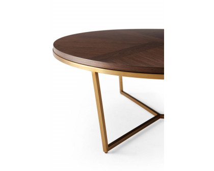 Theodore Alexander Fisher Round Cocktail Table - Walnut Veneer/Brass