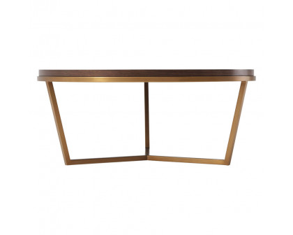 Theodore Alexander Small Fisher Round Cocktail Table - Walnut Veneer/Brass