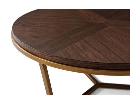 Theodore Alexander Small Fisher Round Cocktail Table - Walnut Veneer/Brass