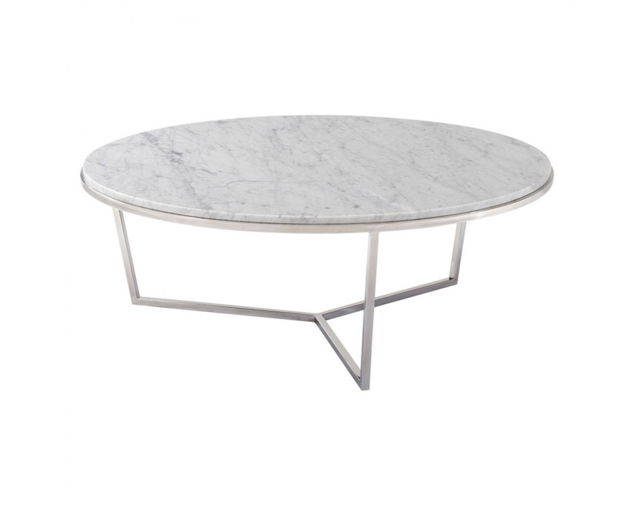 Theodore Alexander Fisher Round Cocktail Table - Marble/Nickel