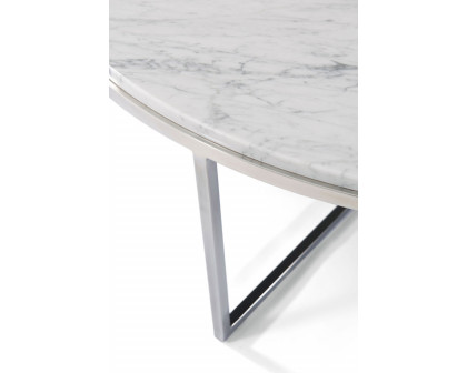 Theodore Alexander Fisher Round Cocktail Table - Marble/Nickel