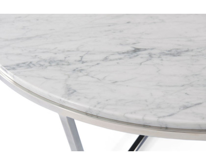 Theodore Alexander Fisher Round Cocktail Table - Marble/Nickel