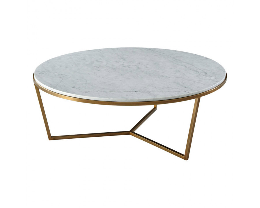 Theodore Alexander Fisher Round Cocktail Table – Marble/Brass