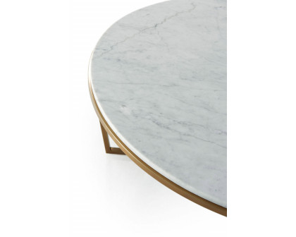 Theodore Alexander Fisher Round Cocktail Table – Marble/Brass