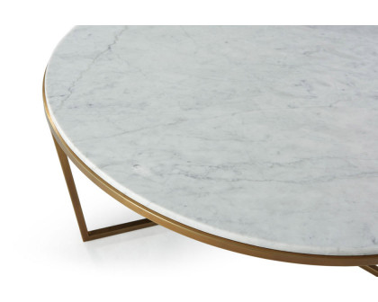 Theodore Alexander Fisher Round Cocktail Table – Marble/Brass