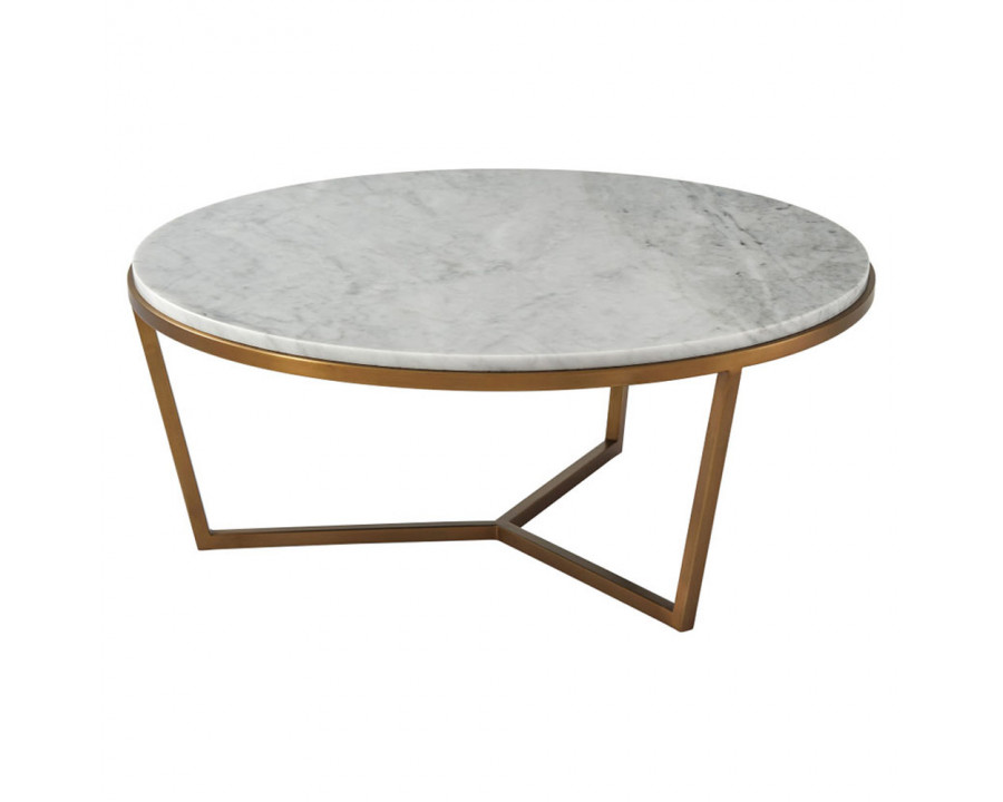 Theodore Alexander Small Fisher Round Cocktail Table - Marble/Brass