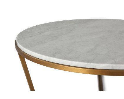 Theodore Alexander Small Fisher Round Cocktail Table - Marble/Brass