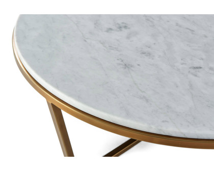 Theodore Alexander Small Fisher Round Cocktail Table - Marble/Brass