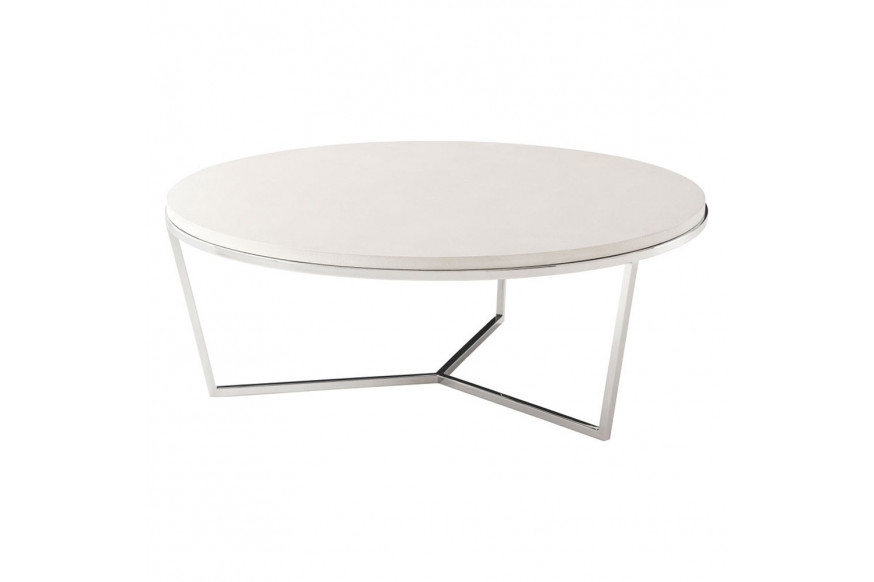 Theodore Alexander™ Fisher Round Cocktail Table Shagreen - Shagreen and Nickel Finish