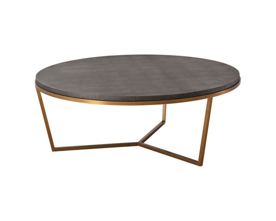 Theodore Alexander Fisher Round Cocktail Table - Shagreen/Brass