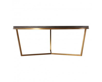 Theodore Alexander™ Fisher Round Cocktail Table Shagreen - Shagreen and Brass Finish