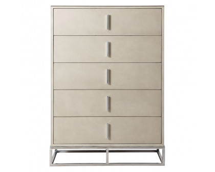 Theodore Alexander Blain Tall Boy Chest Of Drawers - Overcast/Nickel