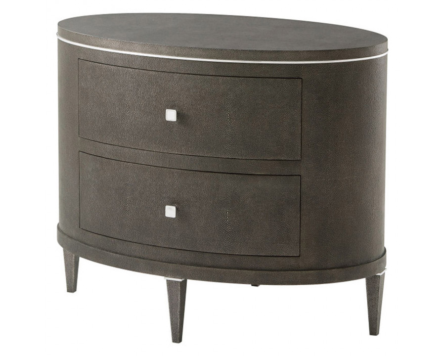 Theodore Alexander Eli Oval Nightstand - Tempest/Nickel