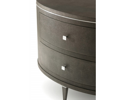 Theodore Alexander Eli Oval Nightstand - Tempest/Nickel