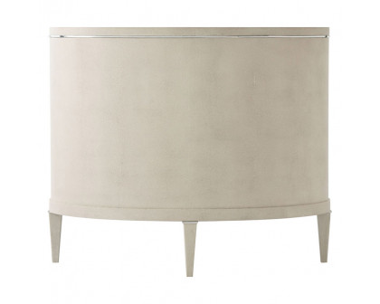 Theodore Alexander Eli Oval Nightstand - Overcast/Nickel