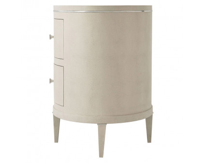 Theodore Alexander Eli Oval Nightstand - Overcast/Nickel