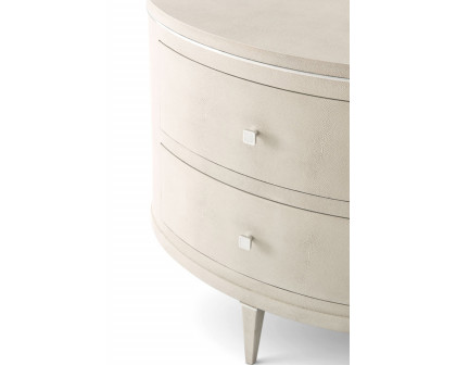 Theodore Alexander Eli Oval Nightstand - Overcast/Nickel