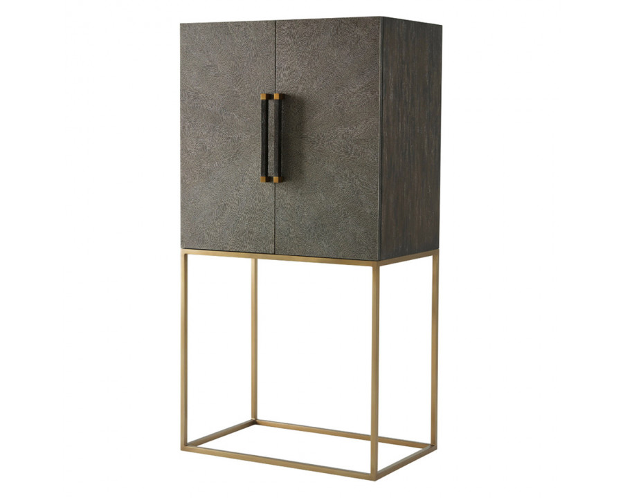 Theodore Alexander Travers Bar Cabinet - Rowan, Tempest/Brushed Brass