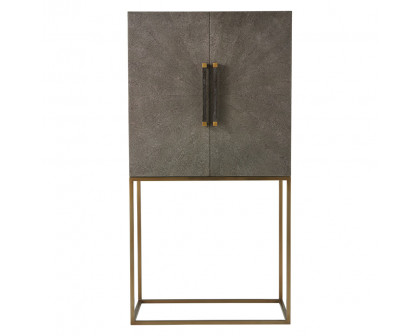 Theodore Alexander Travers Bar Cabinet - Rowan, Tempest/Brushed Brass