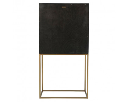 Theodore Alexander Travers Bar Cabinet - Rowan, Tempest/Brushed Brass