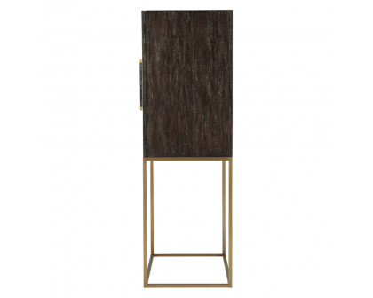 Theodore Alexander Travers Bar Cabinet - Rowan, Tempest/Brushed Brass