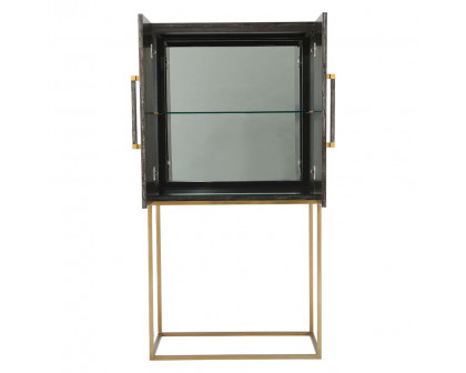 Theodore Alexander Travers Bar Cabinet - Rowan, Tempest/Brushed Brass