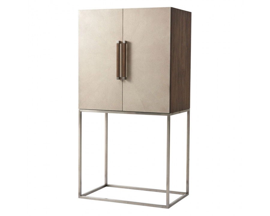 Theodore Alexander Travers Bar Cabinet - Mangrove, Overcast/Polished Nickel