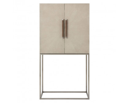 Theodore Alexander Travers Bar Cabinet - Mangrove, Overcast/Polished Nickel