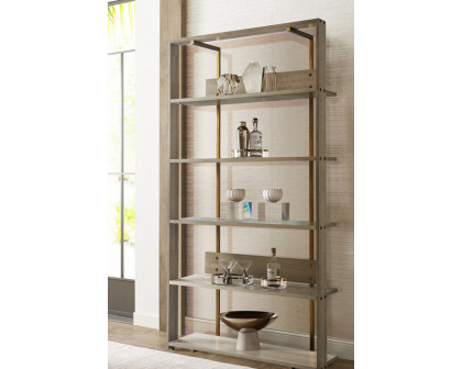 Theodore Alexander Driscoll Shelving Etagere - Rowan, Tempest/Brass