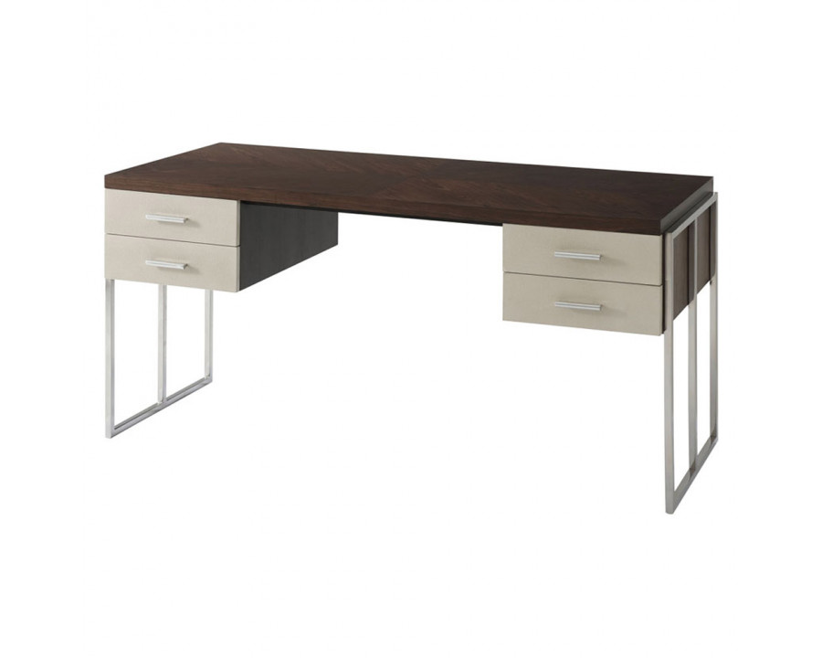 Theodore Alexander Blain Writing Desk - Overcast/Nickel