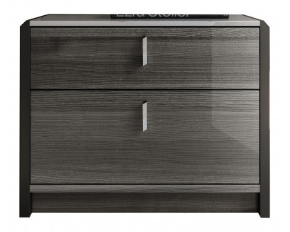 Tomasella - Vulcano 2-Drawer Nightstand in Gray Oak/High Gloss, Wood