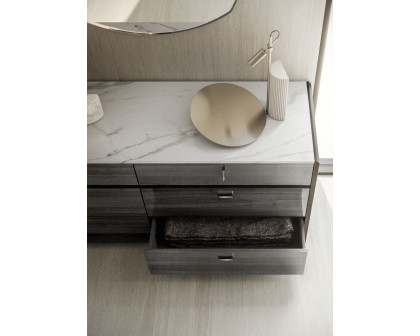 Tomasella - Vulcano 6-Drawer Double Dresser in Gray Oak/High Gloss, Wood