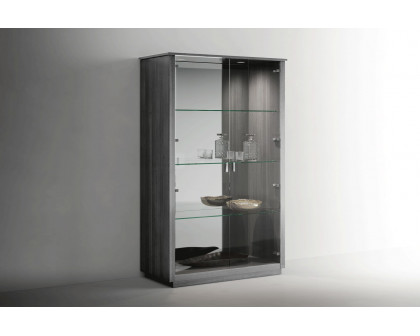 Tomasella - Vulcano 2-Door Curio Cabinet in Gray Oak/High Gloss, Wood/Glass