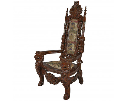 Toscano™ The Lord Raffles Lion Throne Chair - Fabric